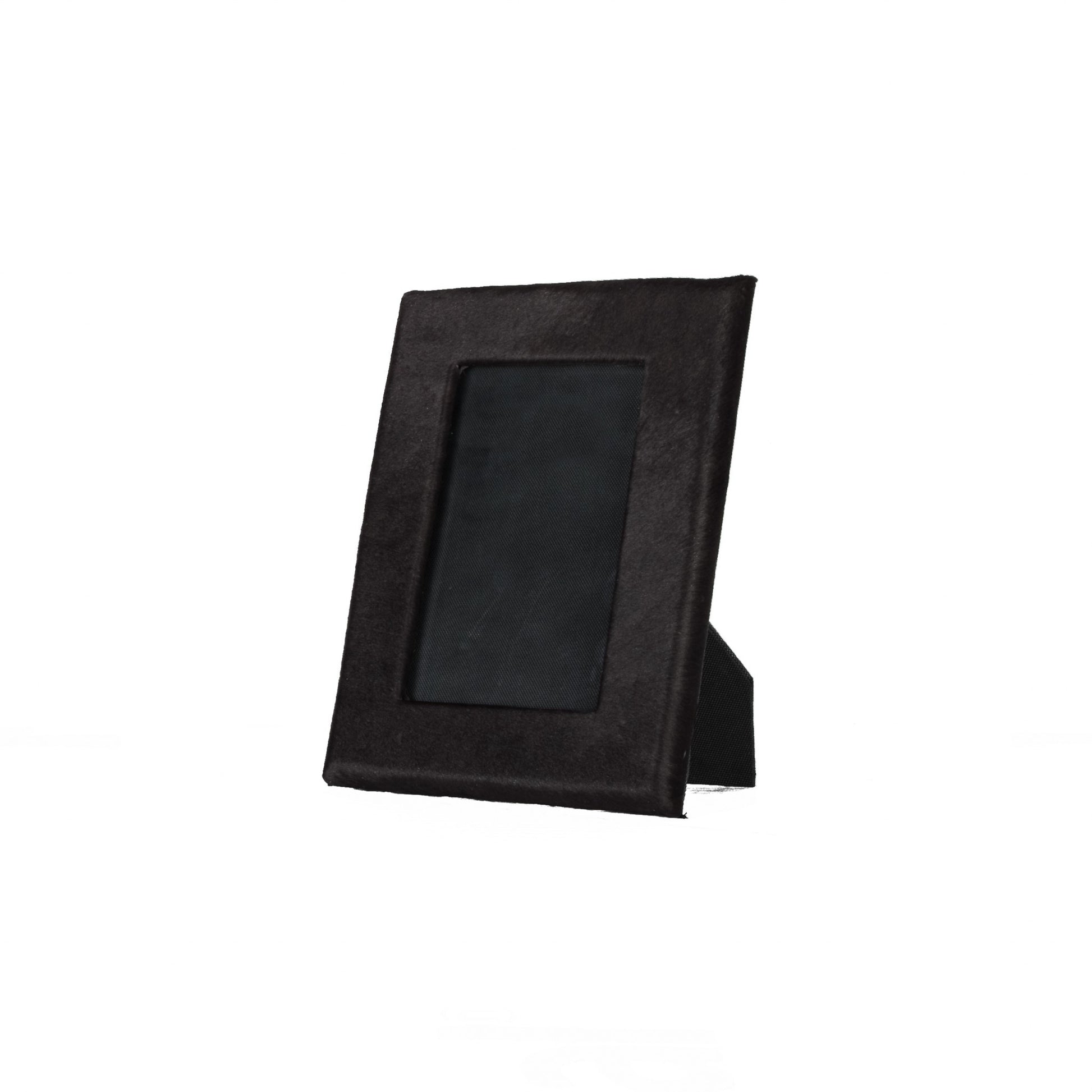 4" x 6" Black Cowhide Picture Frame with Mat - Loft&Timber