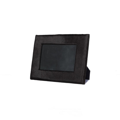 4" x 6" Black Cowhide Picture Frame with Mat - Loft&Timber