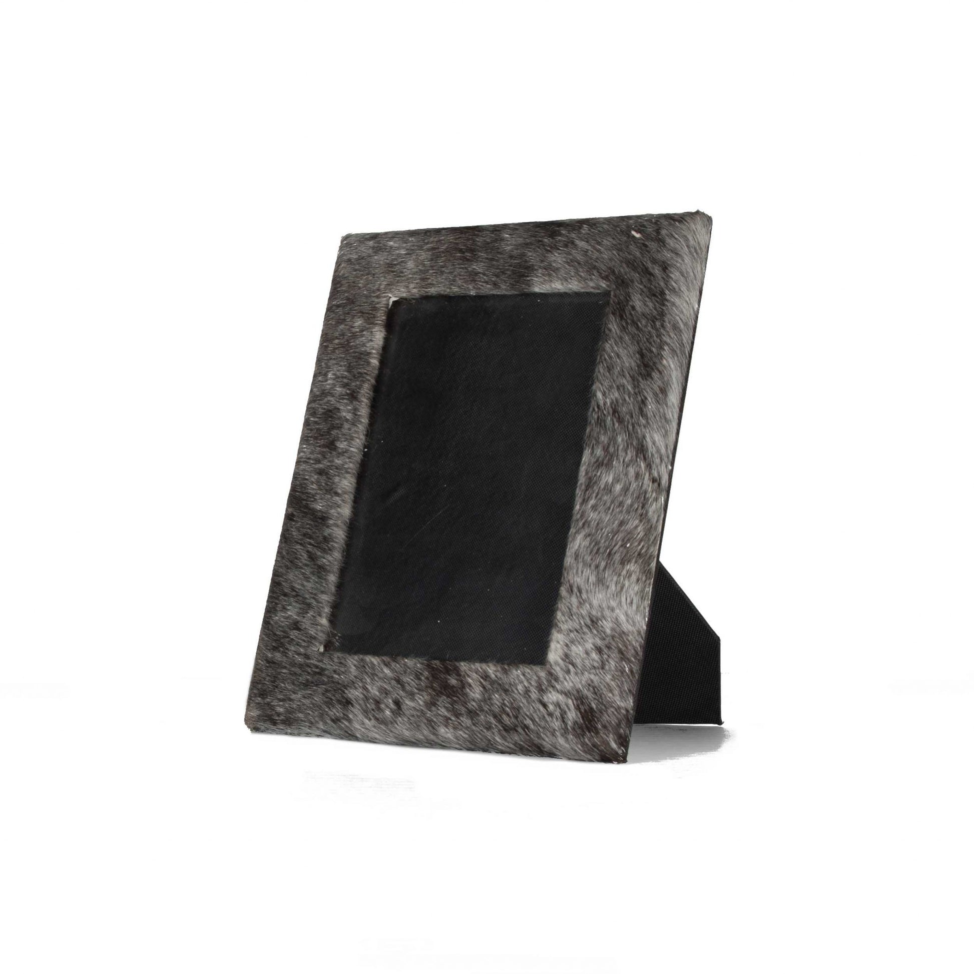 4" x 6" Gray Cowhide Tabletop Picture Frame with Mat - Loft&Timber
