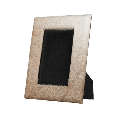 4" x 6" Natural Cowhide Tabletop Picture Frame with Mat - Loft&Timber