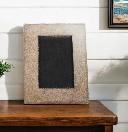 4" x 6" Natural Cowhide Tabletop Picture Frame with Mat - Loft&Timber