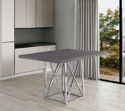 48" Taupe And Silver Metal Dining Table - Loft&Timber