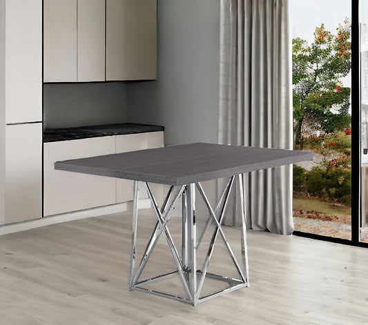 48" Taupe And Silver Metal Dining Table - Loft&Timber