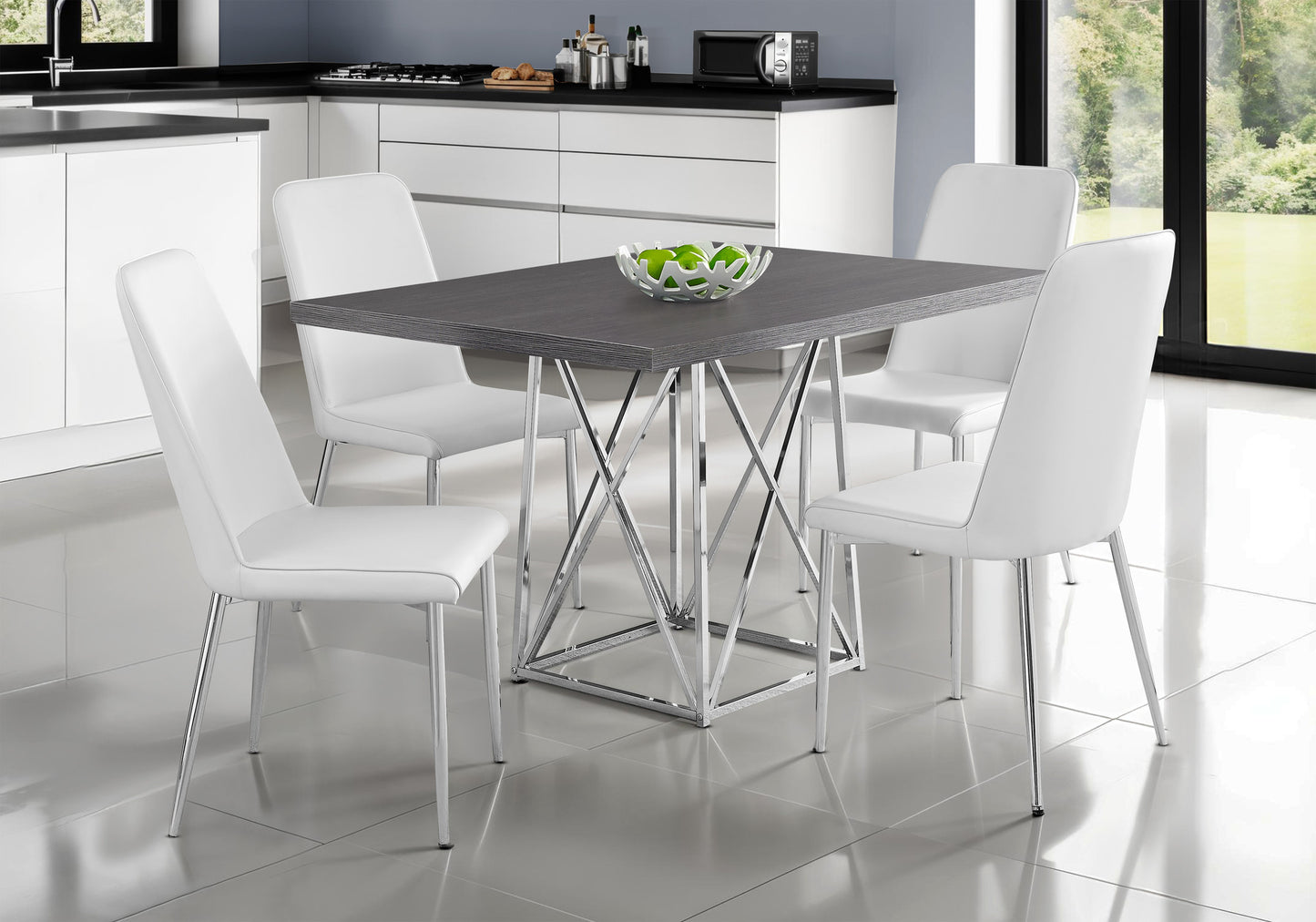 48" Taupe And Silver Metal Dining Table - Loft&Timber
