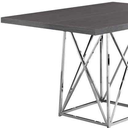 48" Taupe And Silver Metal Dining Table - Loft&Timber