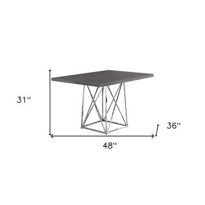 48" Taupe And Silver Metal Dining Table - Loft&Timber