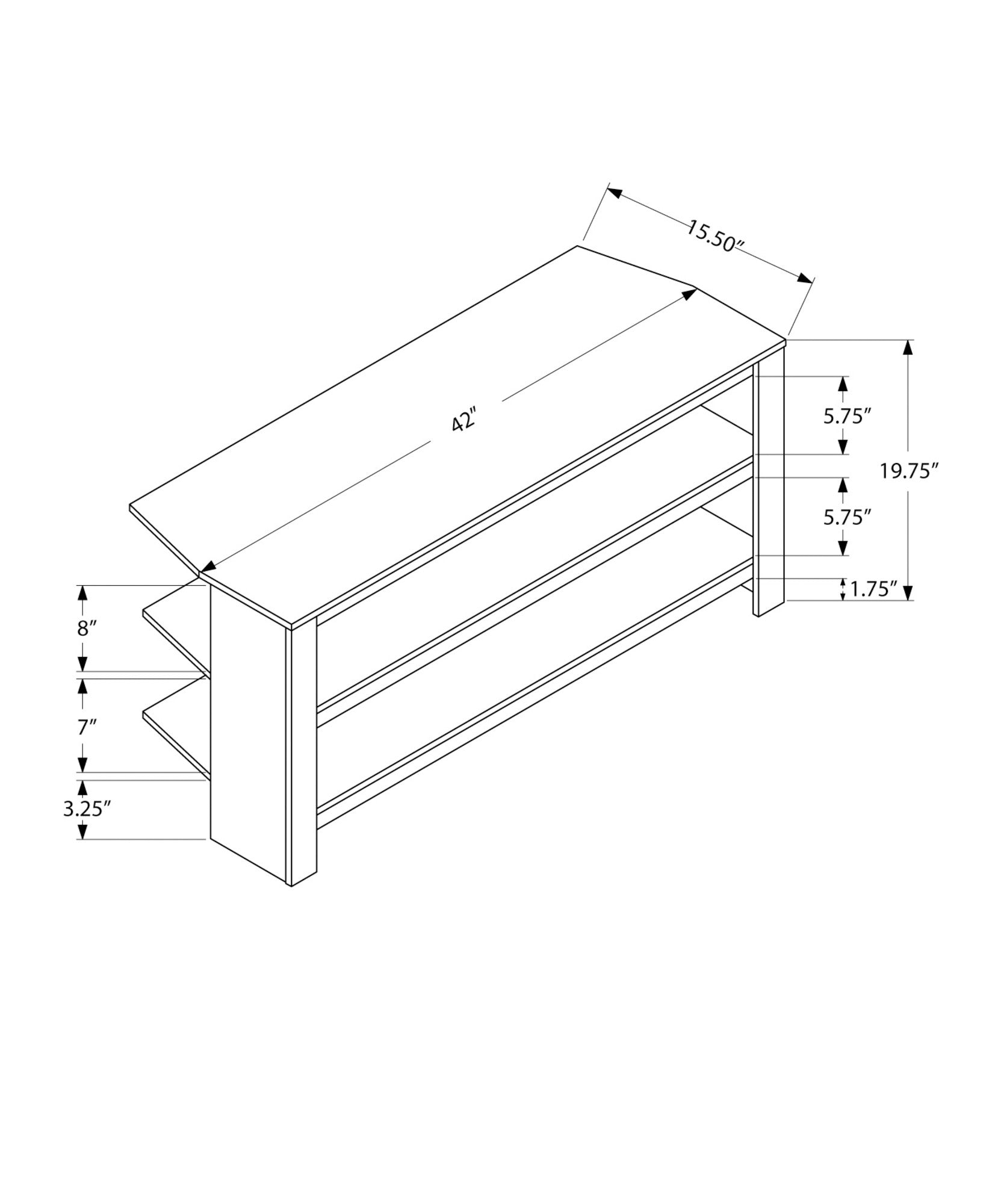 42" Brown Open Shelving TV Stand-4
