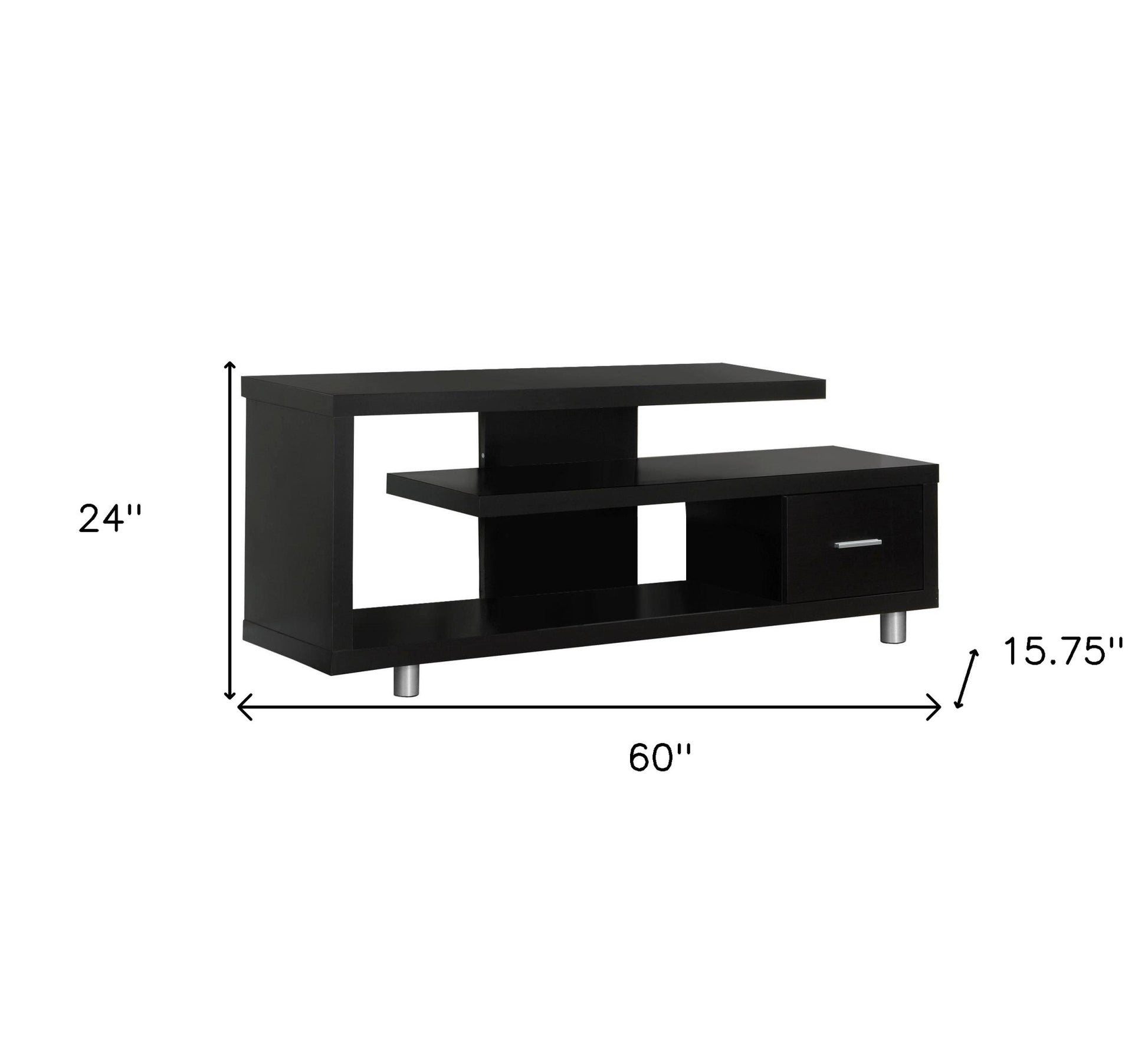 60" Dark Brown Cabinet Enclosed Storage TV Stand-2
