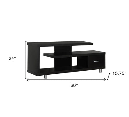 60" Dark Brown Cabinet Enclosed Storage TV Stand-2