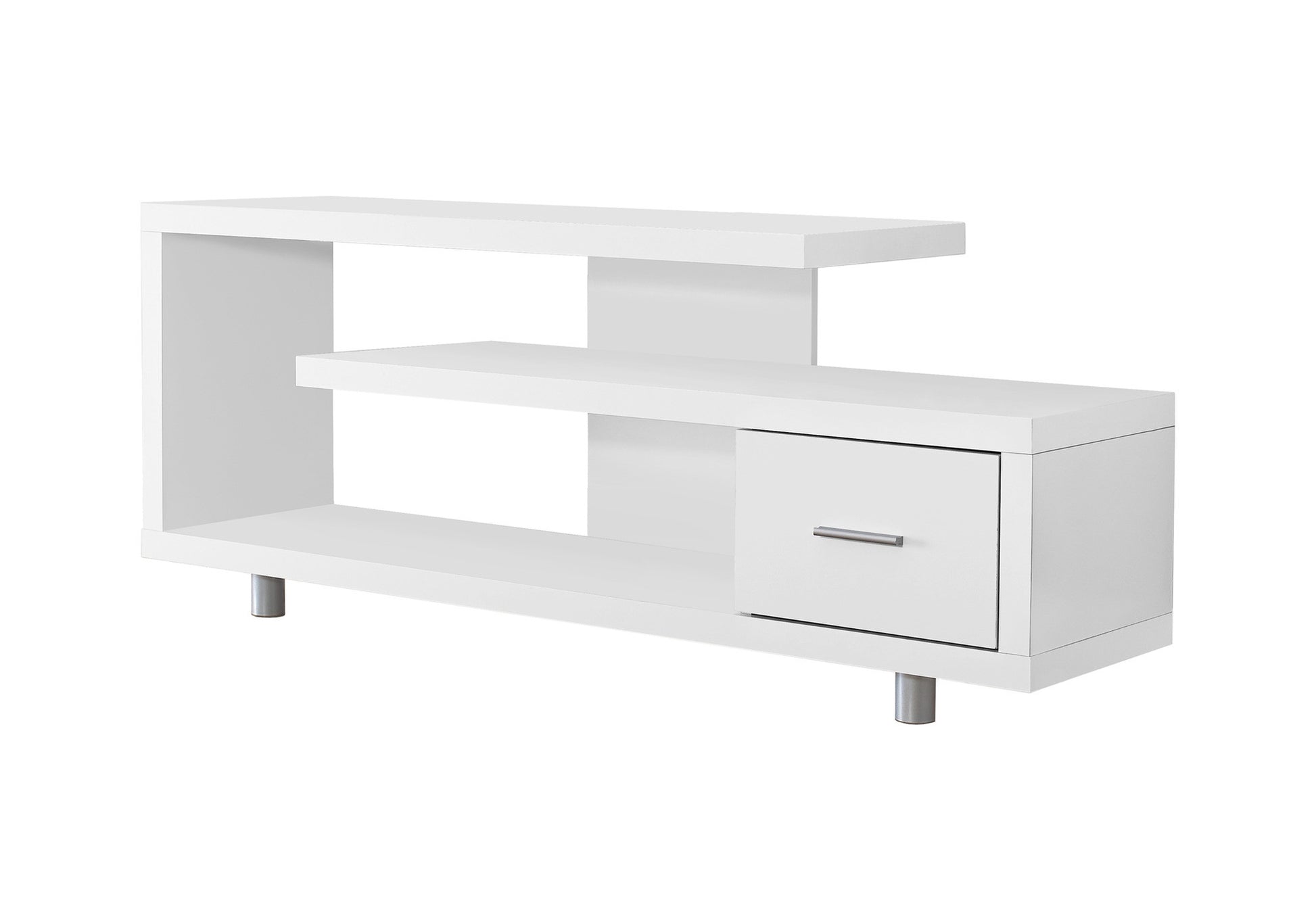 60" White Open Shelving TV Stand-2