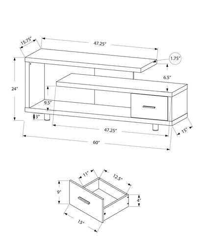 16" Black and Gray Open Shelving TV Stand-7