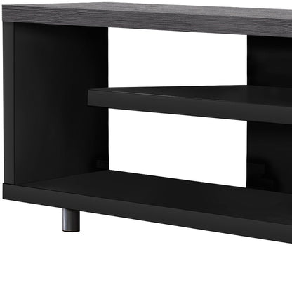 16" Black and Gray Open Shelving TV Stand-2