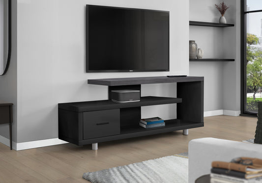 16" Black and Gray Open Shelving TV Stand-4