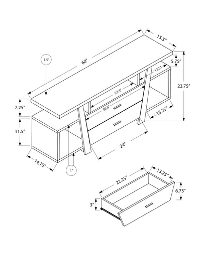 60" Deep Taupe Open Shelving TV Stand-4