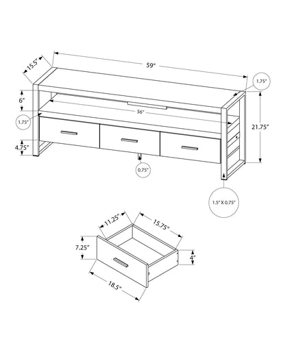 59" Brown and Black Cabinet Enclosed Storage TV Stand-7