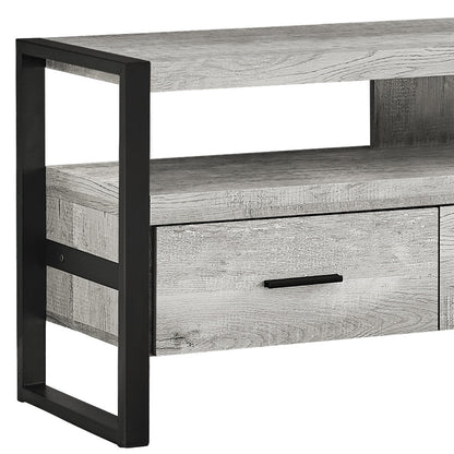 59" Black and Gray Cabinet Enclosed Storage TV Stand-2