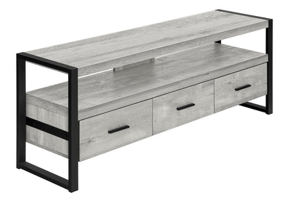 59" Black and Gray Cabinet Enclosed Storage TV Stand-4