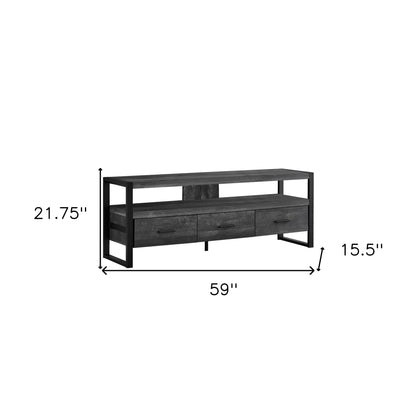 59" Black Cabinet Enclosed Storage TV Stand-3