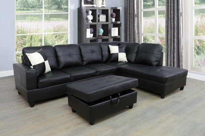Beverly Fine Funiture Sectional Sofa Set, 91B Black - Loft&Timber