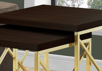 Set of Two 41" Gold And Brown Nested Tables - Loft&Timber