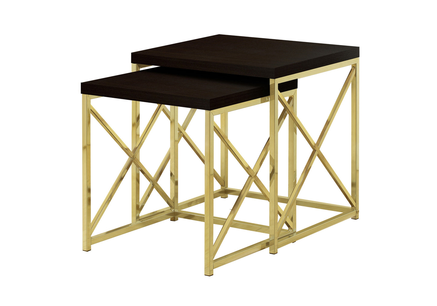 Set of Two 41" Gold And Brown Nested Tables - Loft&Timber