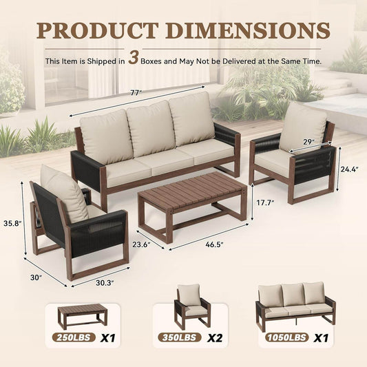 Wooden Outdoor Furniture Set with Comfortable Wicker Chairs - Loft&Timber