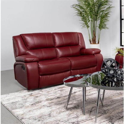 Red Faux Leather Reclining Loveseat rana - Loft&Timber