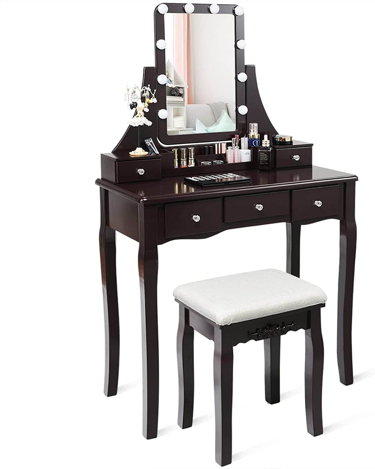 Brown Vanity Set with 10 LED Lights - Loft&Timber