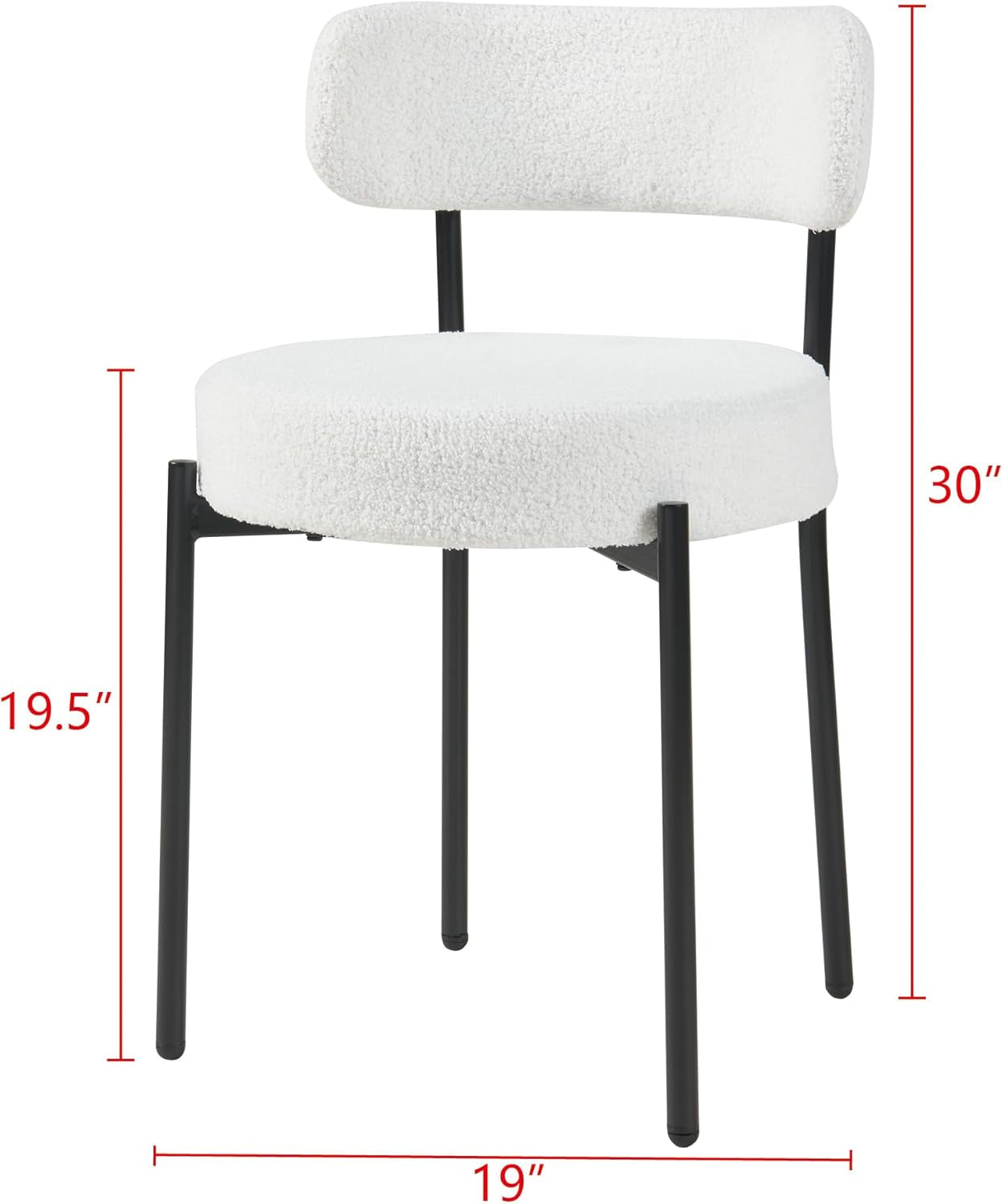 White Boucle Dining Chairs Set Of 2 For Dining Room-2