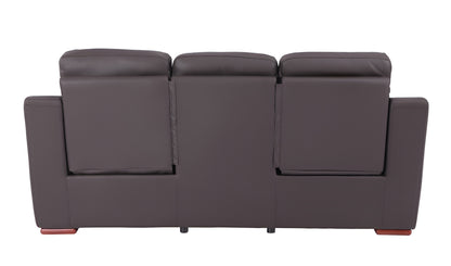 90" Brown Faux Leather Sofa-5