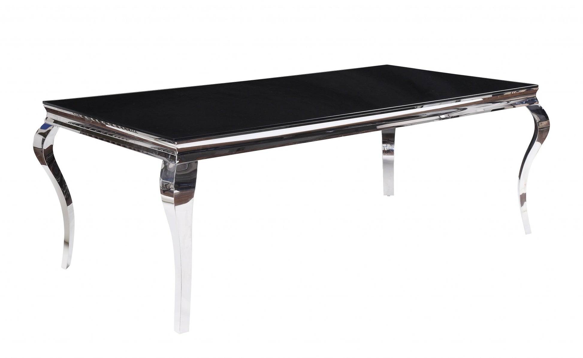 80" Black And White Glass And Stainless Steel Dining Table - Loft&Timber
