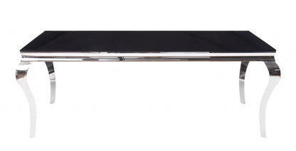 80" Black And White Glass And Stainless Steel Dining Table - Loft&Timber