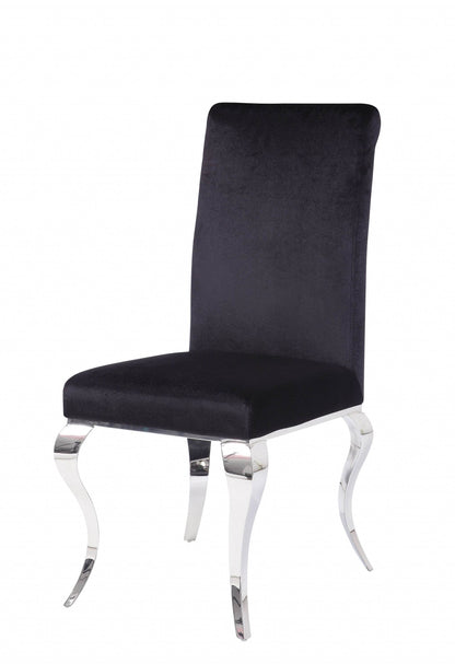Set of Two Black And Silver Upholstered Fabric Dining Side Chairs - Loft&Timber