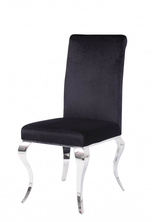 Set of Two Black And Silver Upholstered Fabric Dining Side Chairs - Loft&Timber