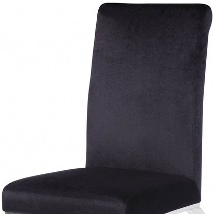 Set of Two Black And Silver Upholstered Fabric Dining Side Chairs - Loft&Timber