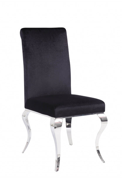Set of Two Black And Silver Upholstered Fabric Dining Side Chairs - Loft&Timber