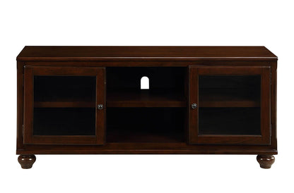 58" Brown Enclosed And Open Storage Wood And Glass TV Stand-0