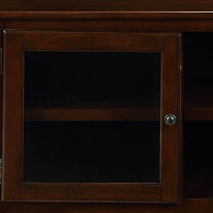 58" Brown Enclosed And Open Storage Wood And Glass TV Stand-3