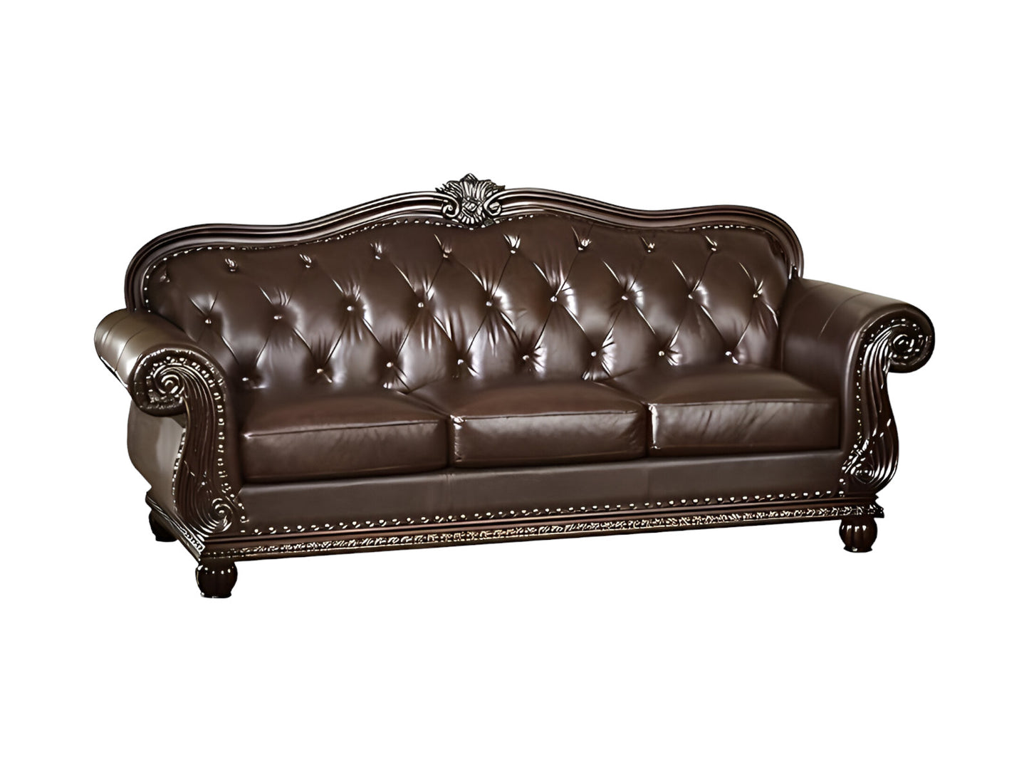 37" Espresso Top Grain Leather Sofa-0