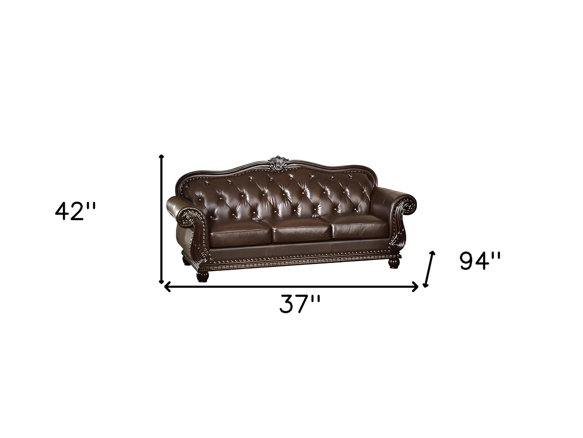37" Espresso Top Grain Leather Sofa-3