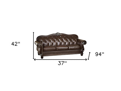 37" Espresso Top Grain Leather Sofa-3