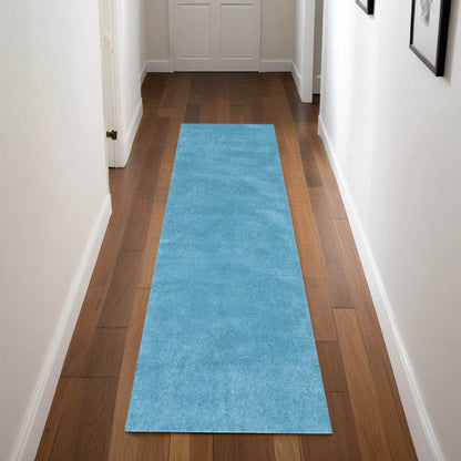 8' Blue Hand Woven Runner Rug - Loft&Timber