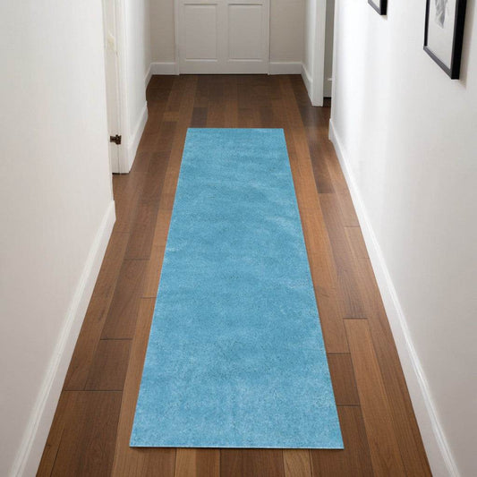 8' Blue Hand Woven Runner Rug - Loft&Timber