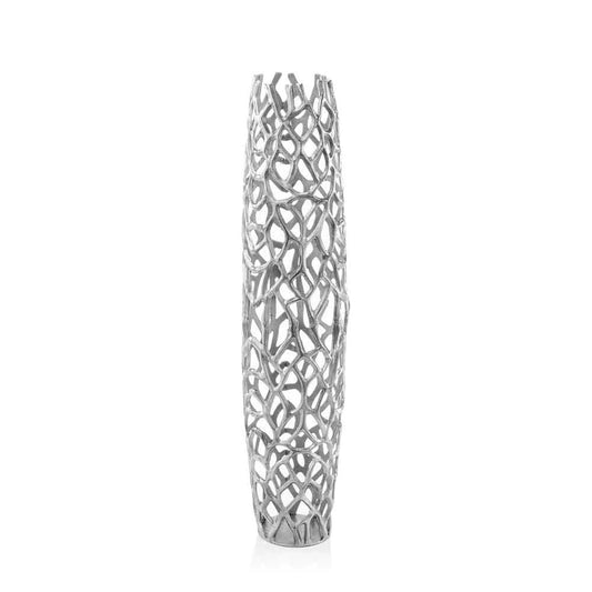 40" Aluminum Silver Twigs Cylinder Floor Vase - Loft&Timber