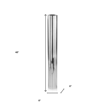 48" Silver Cylinder Aluminum Floor Vase - Loft&Timber