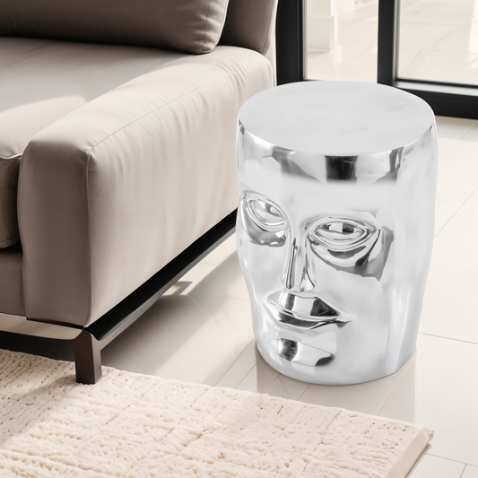 18" Silver Aluminum Faces Round End Table - Loft&Timber