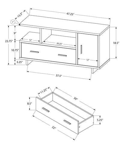 47" Wood Brown Cabinet Enclosed Storage TV Stand-7