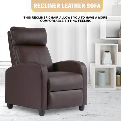 Recliner Chair Single Reclining Sofa, Brown - Loft&Timber
