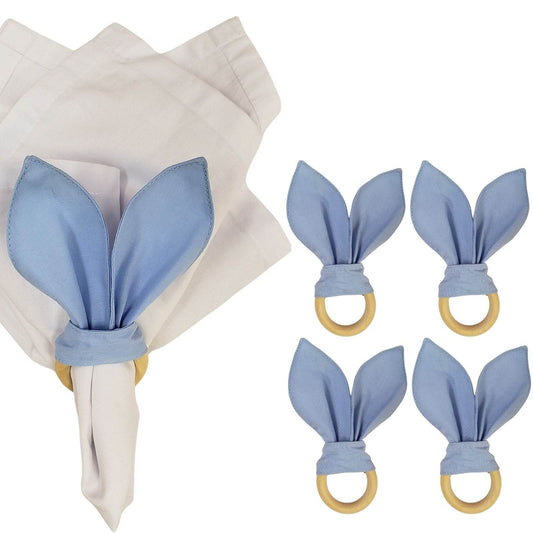 Maison Charlo | Easter Set of 4 Blue Sky Bunny Ears Napkin Rings | Dining Table Decor - Loft&Timber