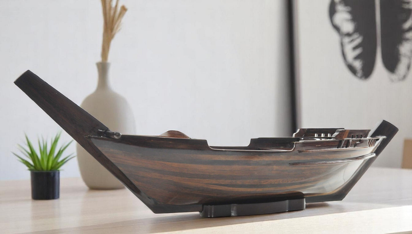 6" Dark Brown Novelty Wood Serving Tray With Handles - Loft&Timber